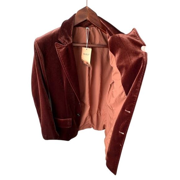 NWT Manley Brown‎ Velvet Men's Blazer - M Retro & Sophisticated Look $250 - Picture 3 of 8